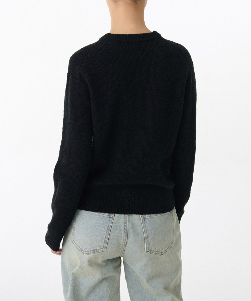 MUSINSA STANDARD WOMAN（ムシンサスタンダードウーマン）の「ウィメンズミニブークルクルネックニット[ブラック]（ニット/セーター・レディース・その他・LARGE/SMALL/MEDIUM/X-SMALL）」の4枚目の写真