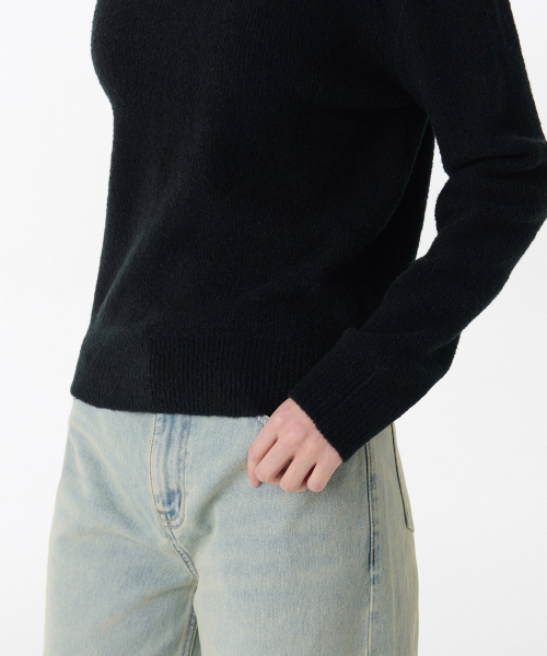 MUSINSA STANDARD WOMAN（ムシンサスタンダードウーマン）の「ウィメンズミニブークルクルネックニット[ブラック]（ニット/セーター・レディース・その他・LARGE/SMALL/MEDIUM/X-SMALL）」の6枚目の写真