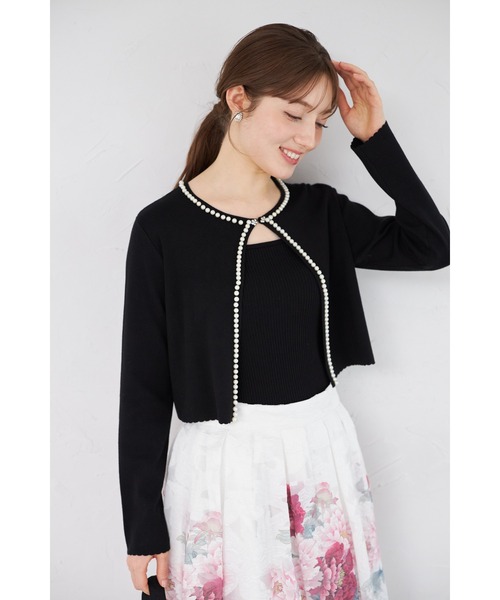 tocco closet(トッコ クローゼット)の「パールラインフロントホックニットカーディガン(カーディガン/ボレロ・レディース・ブラック/オフホワイト/ネイビー・M)」の10枚目の写真