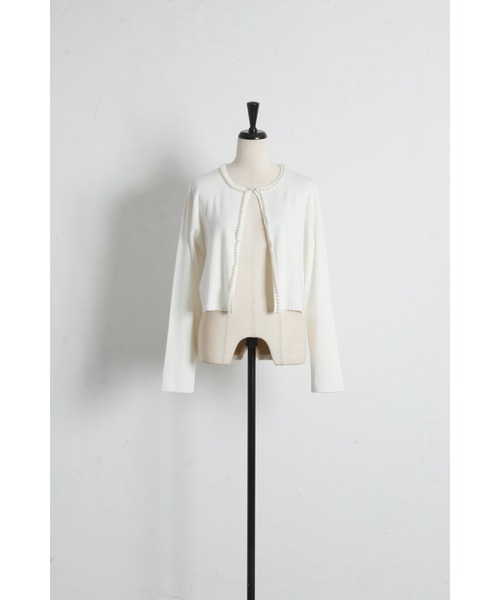 tocco closet(トッコ クローゼット)の「パールラインフロントホックニットカーディガン(カーディガン/ボレロ・レディース・ブラック/オフホワイト/ネイビー・M)」の22枚目の写真
