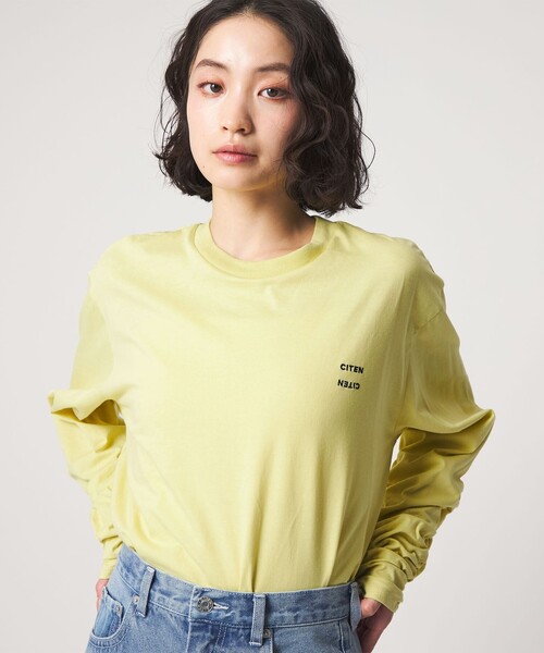 CITEN(シテン)の「<CITEN>ロゴシャーリングチュニックトップ(Tシャツ/カットソー・レディース・イエロー/ホワイト/ピンク・FREE)」の1枚目の写真