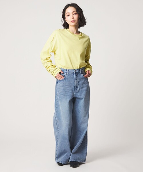 CITEN(シテン)の「<CITEN>ロゴシャーリングチュニックトップ(Tシャツ/カットソー・レディース・イエロー/ホワイト/ピンク・FREE)」の4枚目の写真