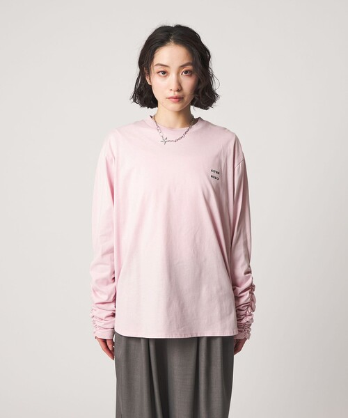 CITEN(シテン)の「<CITEN>ロゴシャーリングチュニックトップ(Tシャツ/カットソー・レディース・イエロー/ホワイト/ピンク・FREE)」の5枚目の写真