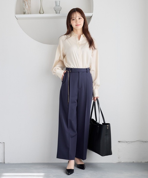 Andemiu（アンデミュウ）の「マッテサテンシャツ643461（シャツ/ブラウス・レディース・ブルー/アイボリー/オレンジ・FREE）」の16枚目の写真