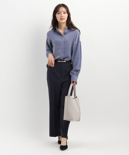 Andemiu（アンデミュウ）の「マッテサテンシャツ643461（シャツ/ブラウス・レディース・ブルー/アイボリー/オレンジ・FREE）」の18枚目の写真