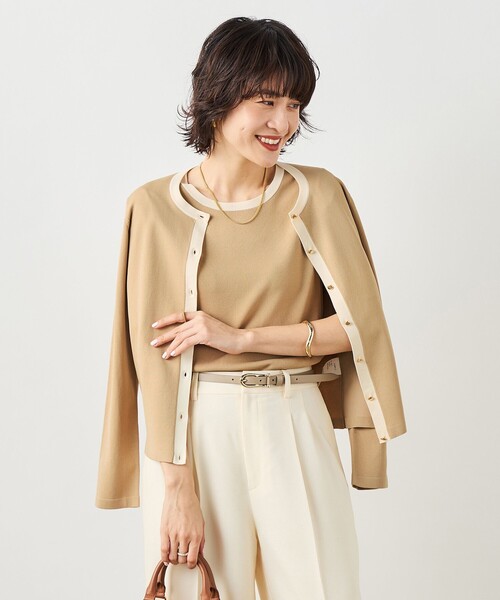 NOLLEY’S Sophi(ノーリーズソフィ)の「《アンサンブル対応》 《手洗い可能》マルチファンクションクルーネックカーディガン(カーディガン/ボレロ・レディース・ラベンダー/ベージュ/クリーム/ホワイト・38/36)」の21枚目の写真