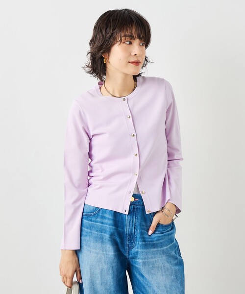 NOLLEY’S Sophi(ノーリーズソフィ)の「《アンサンブル対応》 《手洗い可能》マルチファンクションクルーネックカーディガン(カーディガン/ボレロ・レディース・ラベンダー/ベージュ/クリーム/ホワイト・38/36)」の15枚目の写真