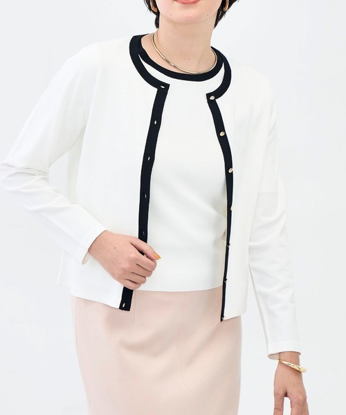 NOLLEY’S Sophi（ノーリーズソフィ）の「《アンサンブル対応》 《手洗い可能》マルチファンクションクルーネックカーディガン（カーディガン/ボレロ・レディース・ラベンダー/ベージュ/クリーム/ホワイト・38/36）」の2枚目の写真