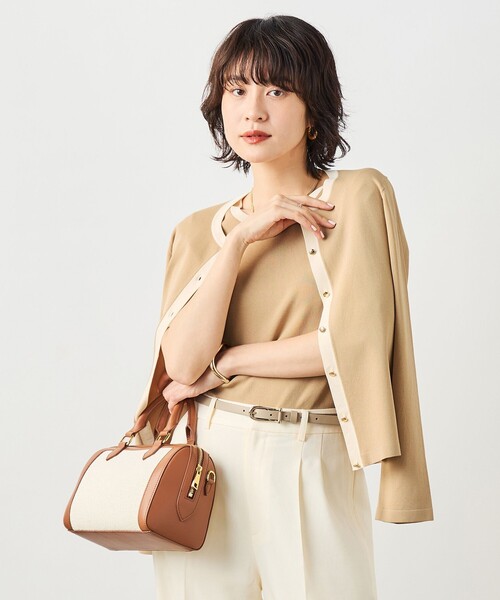 NOLLEY’S Sophi(ノーリーズソフィ)の「《アンサンブル対応》 《手洗い可能》マルチファンクションクルーネックカーディガン(カーディガン/ボレロ・レディース・ラベンダー/ベージュ/クリーム/ホワイト・38/36)」の7枚目の写真