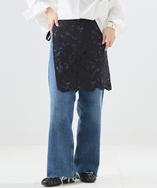 journal standard L'essage(ジャーナルスタンダードレサージュ)の「ケミカルコードレース ラップスカート(スカート・レディース・ホワイト/ブラック・FREE)」の6枚目の写真