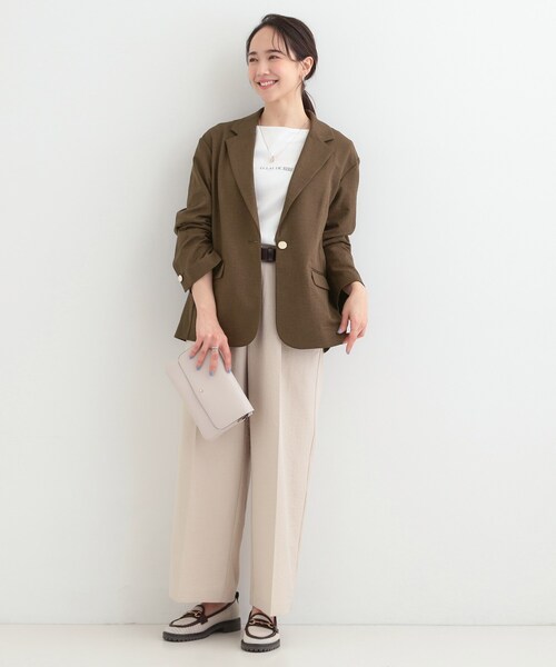 SHOO・LA・RUE（シューラルー）の「【S-LL/セットアップ可/イージーケア/UV】オンにもオフにも シングルジャケット（テーラードジャケット・レディース・ネイビー/ブラウン系その他/ライトベージュ・01/02/03/04）」の6枚目の写真