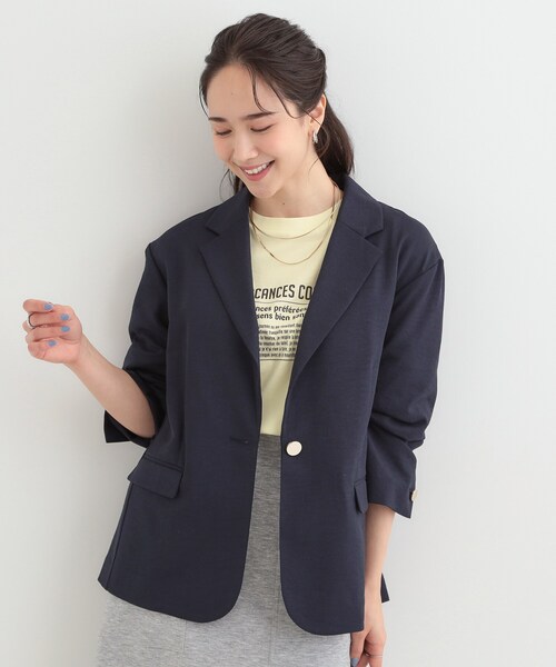 SHOO・LA・RUE（シューラルー）の「【S-LL/セットアップ可/イージーケア/UV】オンにもオフにも シングルジャケット（テーラードジャケット・レディース・ネイビー/ブラウン系その他/ライトベージュ・01/02/03/04）」の14枚目の写真