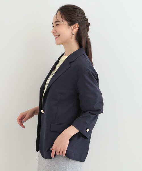 SHOO・LA・RUE（シューラルー）の「【S-LL/セットアップ可/イージーケア/UV】オンにもオフにも シングルジャケット（テーラードジャケット・レディース・ネイビー/ブラウン系その他/ライトベージュ・01/02/03/04）」の15枚目の写真