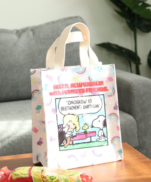 SNOOPY(スヌーピー)の「SNOOPY スヌーピー ミニトートバッグ(トートバッグ・レディース・ピンク/グリーン・FREE)」の1枚目の写真