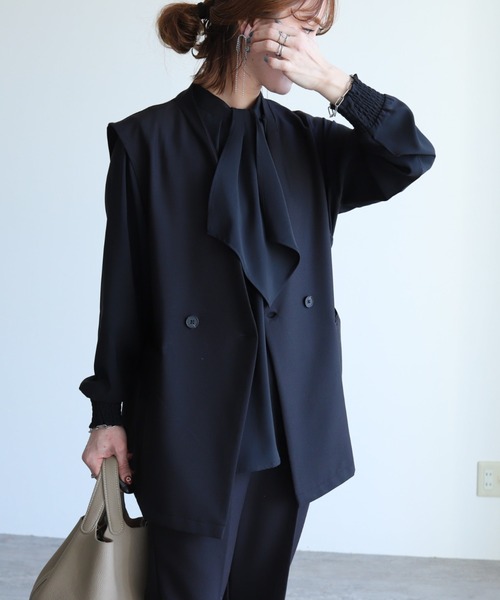 zena(ジェナ)の「ボウタイ2WAYブラウス(シャツ/ブラウス・レディース・ブラック/キナリ・FREE)」の9枚目の写真