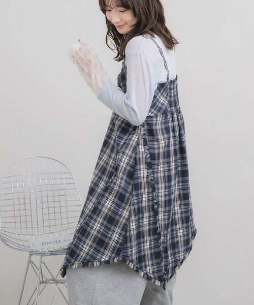 RETRO GIRL（レトロガール）の「フリンジキャミOP（チュニック・レディース・ブラウン/ブルー・FREE）」の2枚目の写真