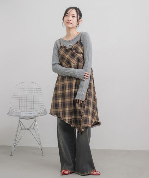 RETRO GIRL（レトロガール）の「フリンジキャミOP（チュニック・レディース・ブラウン/ブルー・FREE）」の3枚目の写真