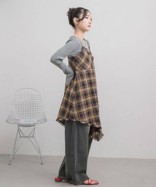 RETRO GIRL（レトロガール）の「フリンジキャミOP（チュニック・レディース・ブラウン/ブルー・FREE）」の4枚目の写真