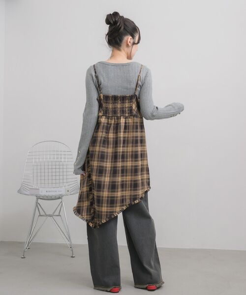 RETRO GIRL（レトロガール）の「フリンジキャミOP（チュニック・レディース・ブラウン/ブルー・FREE）」の5枚目の写真