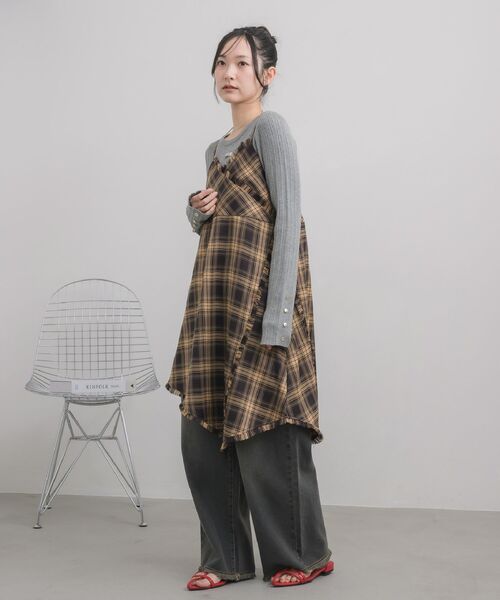 RETRO GIRL（レトロガール）の「フリンジキャミOP（チュニック・レディース・ブラウン/ブルー・FREE）」の6枚目の写真