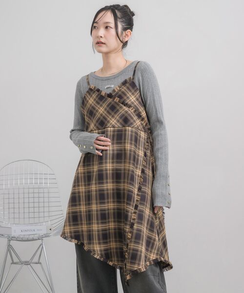 RETRO GIRL（レトロガール）の「フリンジキャミOP（チュニック・レディース・ブラウン/ブルー・FREE）」の7枚目の写真