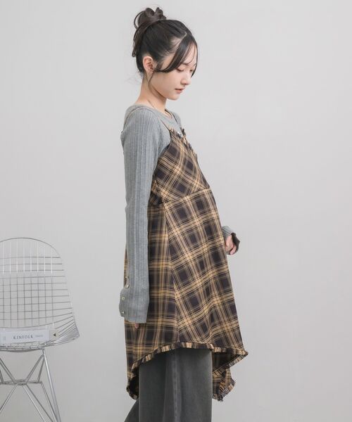 RETRO GIRL（レトロガール）の「フリンジキャミOP（チュニック・レディース・ブラウン/ブルー・FREE）」の8枚目の写真