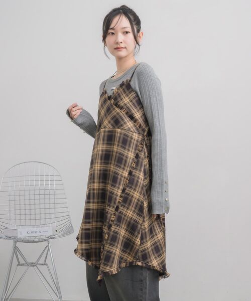 RETRO GIRL（レトロガール）の「フリンジキャミOP（チュニック・レディース・ブラウン/ブルー・FREE）」の10枚目の写真