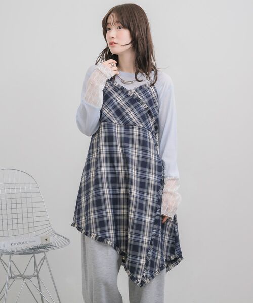 RETRO GIRL（レトロガール）の「フリンジキャミOP（チュニック・レディース・ブラウン/ブルー・FREE）」の15枚目の写真