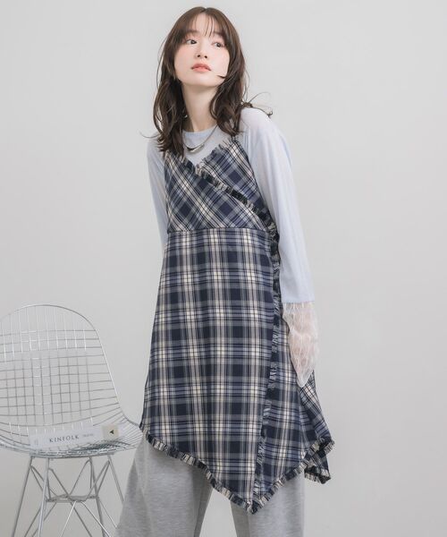 RETRO GIRL（レトロガール）の「フリンジキャミOP（チュニック・レディース・ブラウン/ブルー・FREE）」の18枚目の写真