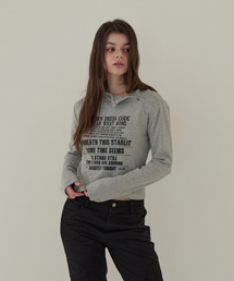 5OML（オーオーエムエル）の「リブフードレタリングロングスリーブ（メランジグレー）（パーカー）」