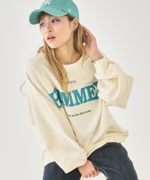 ANAP（アナップ）の「発泡プリント カレッジロゴ 裏毛 スウェット（スウェット・レディース・ピンク/ダークアッシュ/アイボリー・F）」の5枚目の写真