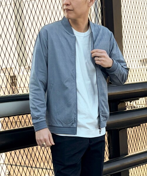 NOLLEY'S LIGHT（ノーリーズライト）の「ジオ柄ジャガード リブブルゾン（ブルゾン・メンズ・ブラック/グレイッシュベージュ/グレイッシュブルー・L/M）」の4枚目の写真