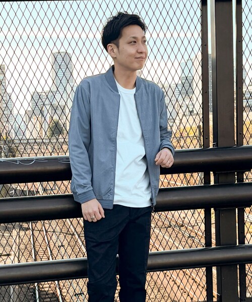 NOLLEY'S LIGHT（ノーリーズライト）の「ジオ柄ジャガード リブブルゾン（ブルゾン・メンズ・ブラック/グレイッシュベージュ/グレイッシュブルー・L/M）」の8枚目の写真