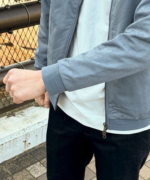 NOLLEY'S LIGHT（ノーリーズライト）の「ジオ柄ジャガード リブブルゾン（ブルゾン・メンズ・ブラック/グレイッシュベージュ/グレイッシュブルー・L/M）」の13枚目の写真