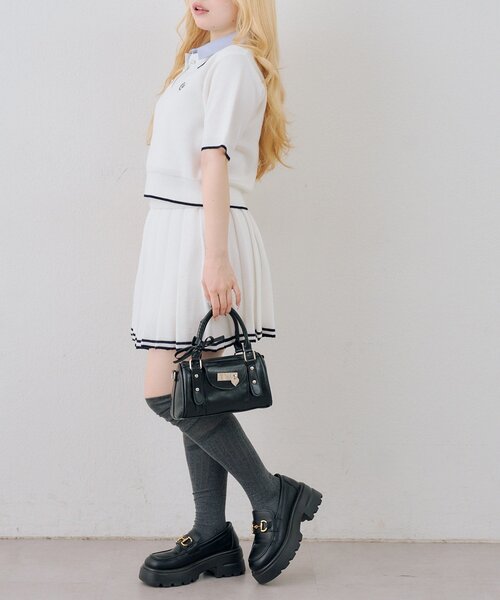continuer de NICE CLAUP(コンティニューデナイスクラップ)の「【ガーリー好きにオススメ】W衿ポロ+ミニプリーツスカート(ワンピース・レディース・トップグレー/オフホワイト/ネイビー・FREE)」の12枚目の写真