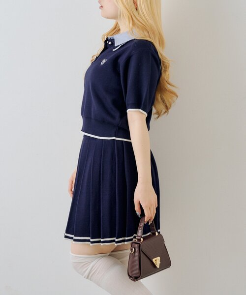 continuer de NICE CLAUP(コンティニューデナイスクラップ)の「【ガーリー好きにオススメ】W衿ポロ+ミニプリーツスカート(ワンピース・レディース・トップグレー/オフホワイト/ネイビー・FREE)」の15枚目の写真