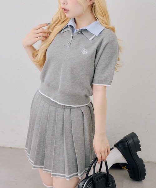ガーリー好きにオススメ】W衿ポロ+ミニプリーツスカート（ワンピース