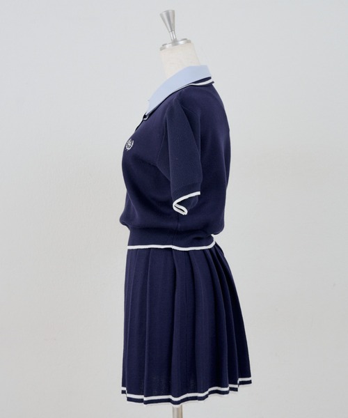 continuer de NICE CLAUP(コンティニューデナイスクラップ)の「【ガーリー好きにオススメ】W衿ポロ+ミニプリーツスカート(ワンピース・レディース・トップグレー/オフホワイト/ネイビー・FREE)」の5枚目の写真