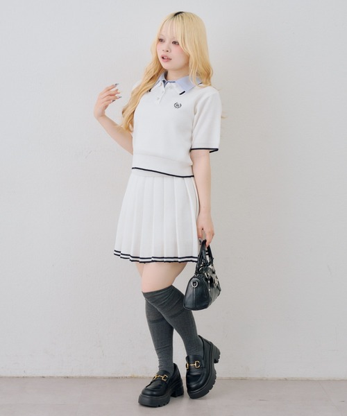 continuer de NICE CLAUP(コンティニューデナイスクラップ)の「【ガーリー好きにオススメ】W衿ポロ+ミニプリーツスカート(ワンピース・レディース・トップグレー/オフホワイト/ネイビー・FREE)」の19枚目の写真