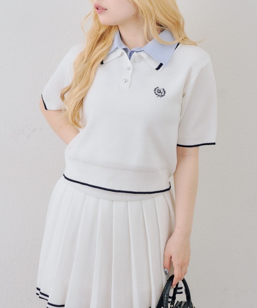 continuer de NICE CLAUP(コンティニューデナイスクラップ)の「【ガーリー好きにオススメ】W衿ポロ+ミニプリーツスカート(ワンピース・レディース・トップグレー/オフホワイト/ネイビー・FREE)」の20枚目の写真