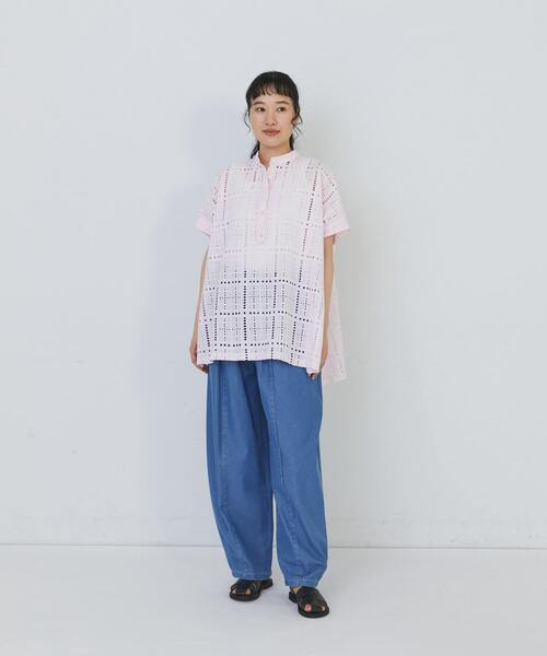 conges payes ADIEU TRISTESSE(コンジェ ペイエ アデュートリステス)の「チェックエンブロイダリーチュニック(シャツ/ブラウス・レディース・ブラック/ピンク・38)」の20枚目の写真