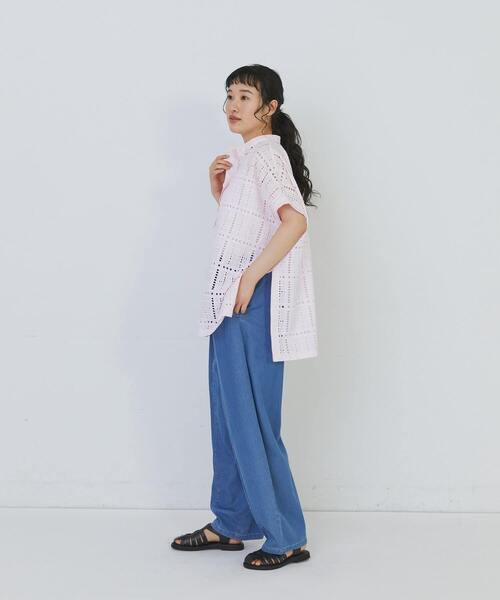 conges payes ADIEU TRISTESSE(コンジェ ペイエ アデュートリステス)の「チェックエンブロイダリーチュニック(シャツ/ブラウス・レディース・ブラック/ピンク・38)」の19枚目の写真