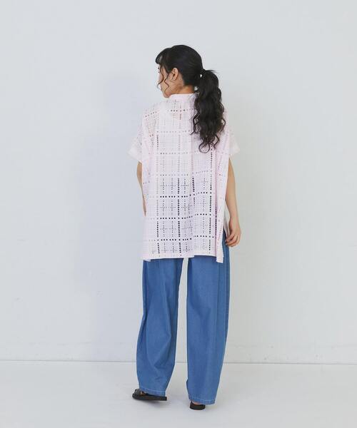 conges payes ADIEU TRISTESSE(コンジェ ペイエ アデュートリステス)の「チェックエンブロイダリーチュニック(シャツ/ブラウス・レディース・ブラック/ピンク・38)」の18枚目の写真