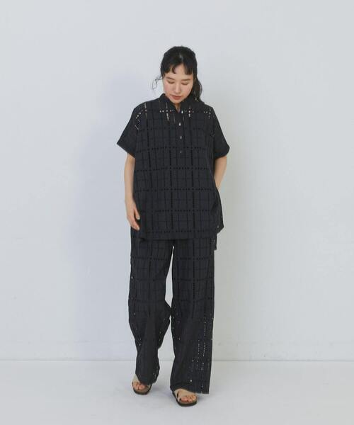 conges payes ADIEU TRISTESSE(コンジェ ペイエ アデュートリステス)の「チェックエンブロイダリーチュニック(シャツ/ブラウス・レディース・ブラック/ピンク・38)」の13枚目の写真