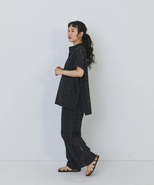 conges payes ADIEU TRISTESSE(コンジェ ペイエ アデュートリステス)の「チェックエンブロイダリーチュニック(シャツ/ブラウス・レディース・ブラック/ピンク・38)」の12枚目の写真