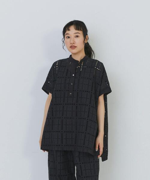 conges payes ADIEU TRISTESSE(コンジェ ペイエ アデュートリステス)の「チェックエンブロイダリーチュニック(シャツ/ブラウス・レディース・ブラック/ピンク・38)」の10枚目の写真