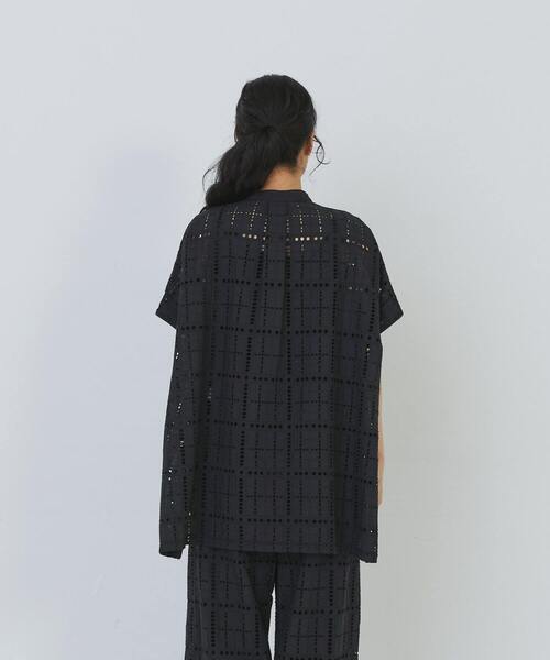 conges payes ADIEU TRISTESSE(コンジェ ペイエ アデュートリステス)の「チェックエンブロイダリーチュニック(シャツ/ブラウス・レディース・ブラック/ピンク・38)」の7枚目の写真