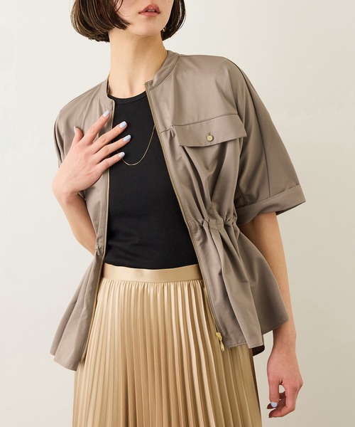 ROPE'（ロペ）の「フロントジップブルゾンブラウス/イージーケア（シャツ/ブラウス・レディース・ブラック/ネイビー/ベージュ・FREE）」の3枚目の写真