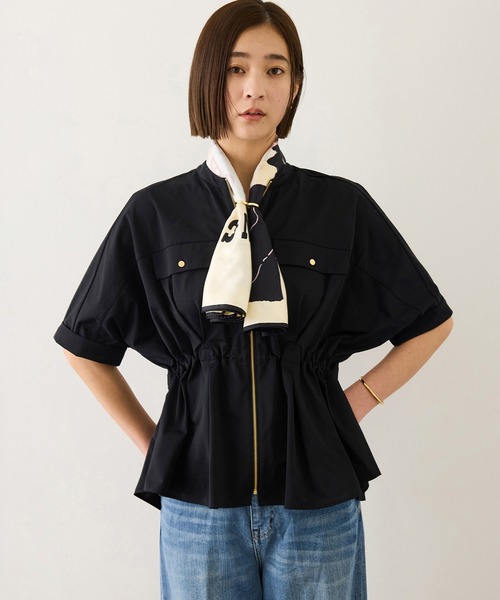 ROPE'（ロペ）の「フロントジップブルゾンブラウス/イージーケア（シャツ/ブラウス・レディース・ブラック/ネイビー/ベージュ・FREE）」の2枚目の写真