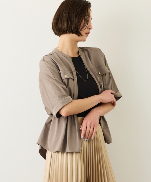 ROPE'（ロペ）の「フロントジップブルゾンブラウス/イージーケア（シャツ/ブラウス・レディース・ブラック/ネイビー/ベージュ・FREE）」の22枚目の写真